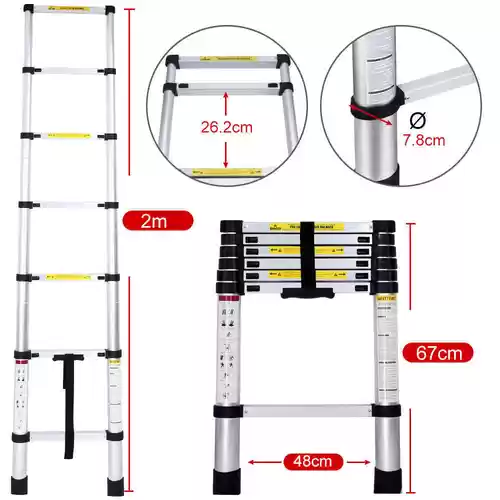 Escalera Telescópica de Aluminio Multiusos Portátil Plegable Extensible