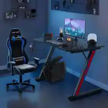Escritorio gaming 80x52cm con superficie de fibra de carbono y gancho para auriculares