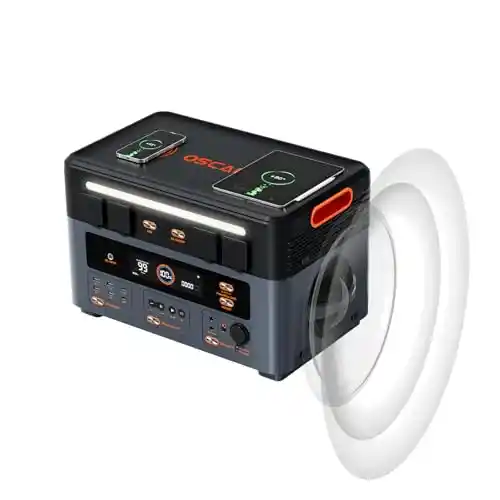 Estación de Energía Portátil Generador Solar OSCAL PM2400 2400W 1872Wh 16 Puertos - Con Altavoces duales integrados de 50W y luz LED SOS