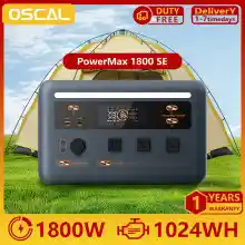 Estación de Energía Portátil OSCAL PowerMax1800SE, Batería LiFePO4 de 1024Wh, 1800W Nominales, 3600W de Pico, 800W Solar