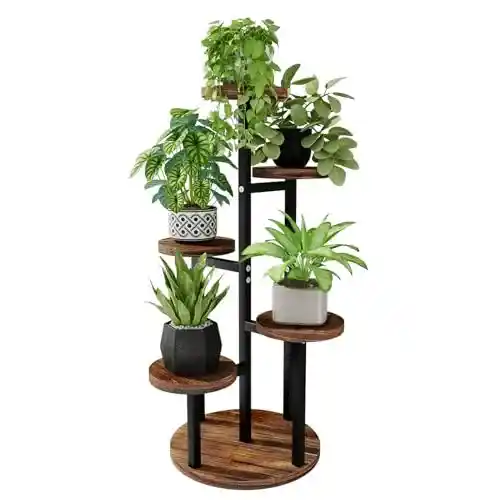 Estantería para plantas Bamworld de madera, 5 niveles, resistente a la intemperie