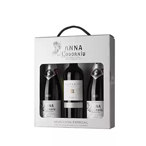 Estuche regalo 3 botellas: 2x Cavas Anna de Codorníu + 1x Vino tinto Legaris Roble, DO Ribera del Duero