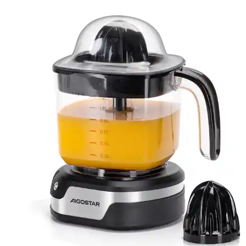 Exprimidor de Naranjas Eléctrico AIGOSTAR Acero Inoxidable 1,2L con 2 conos
