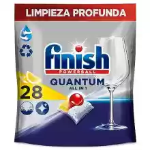 Finish Powerball Quantum All in 1 Pastillas para el lavavajillas, Limón, 28 pastillas