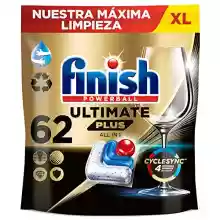 Finish Powerball Ultimate Plus All in 1 pastillas lavavajillas, 62 cápsulas