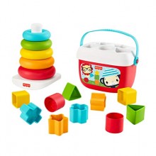 Fisher-Price Primeros Bloques para Bebé y Pirámide Apilable ecológicos, para bebés +6 meses
