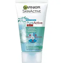 GARNIER Skin Active - Pure Active 3 en 1 - Limpiador, exfoliante y mascarilla - 150 ml
