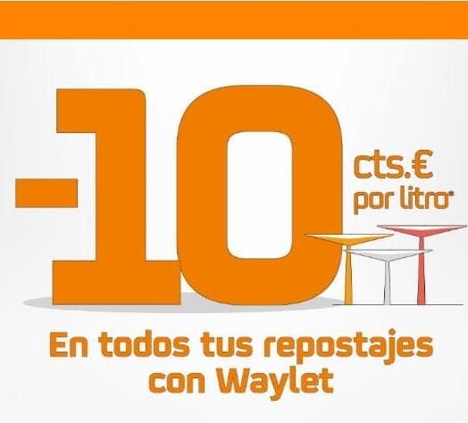 10cts.€/litro de descuento en todos tus repostajes con Waylet hasta el 18 de abril