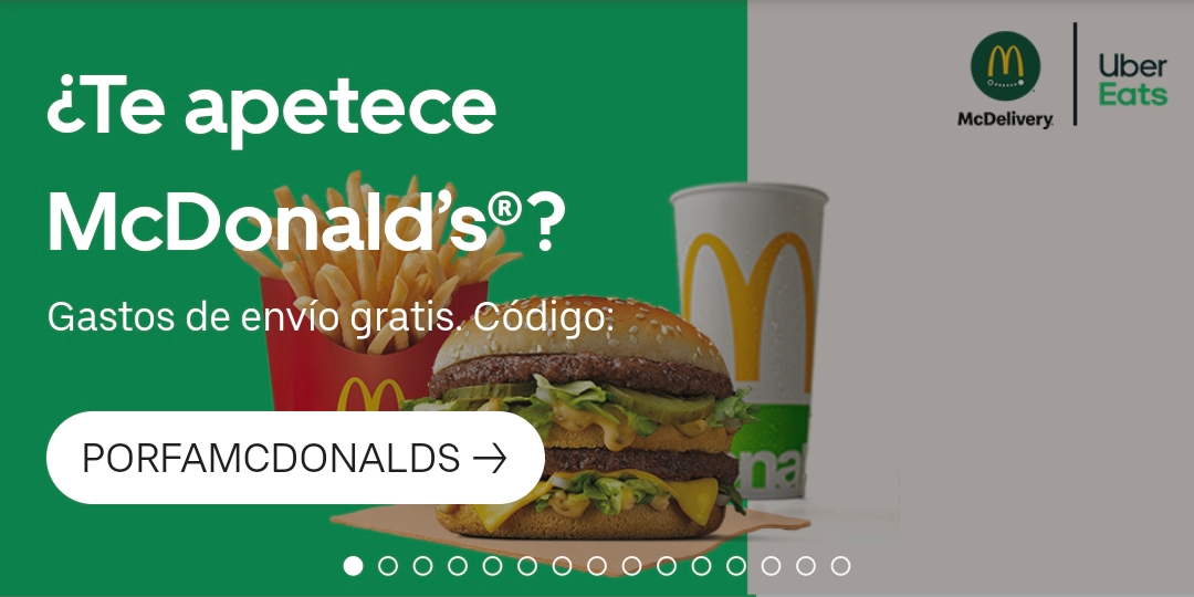 Gastos de envío gratis en 2 próximos pedidos en McDonald's en Uber Eats
