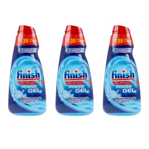 Gel Limpiador y Detergente para Lavavajillas Finish All in 1 Max Power - Pack de 3x35 lavados