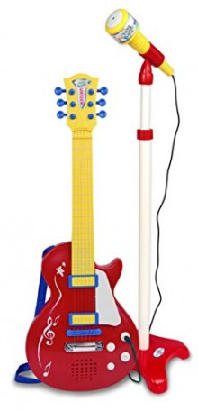 Guitarra electrónica + micrófono infantil de juguete