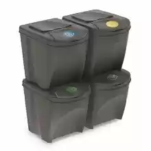 Juego de 4 cubos de reciclaje 100L Prosperplast Sortibox de plastico en color gris