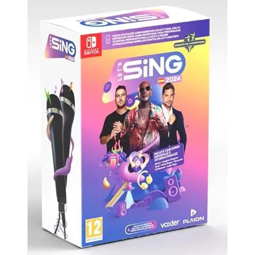 Juego Lets Sing 2024 con 2 Micrófonos para Nintendo Switch