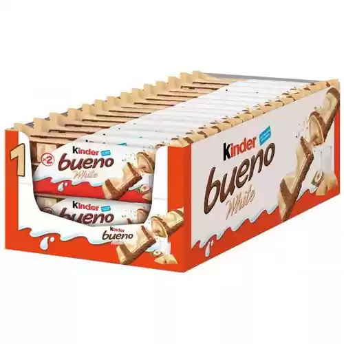 Kinder Bueno Blanco - Caja de 30 unidades con 2 barritas cada unidad