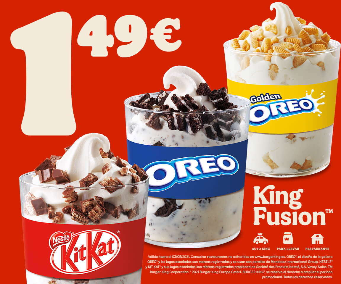 King Fusion por 1,49€ en Burger King (válido en Auto King, para llevar y en restaurante)