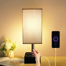 Lámpara de Mesa para Dormitorio con 2x USB + 2x Enchufes (aplica cupón 30%)