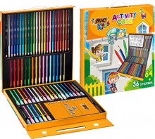 Maletín BIC para Niños con 24 Lápices de Colores, 24 Rotuladores, 16 Ceras y 36 Adhesivos