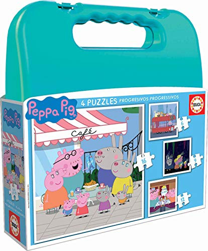 Maletín con 4 con Puzzles de Peppa Pig