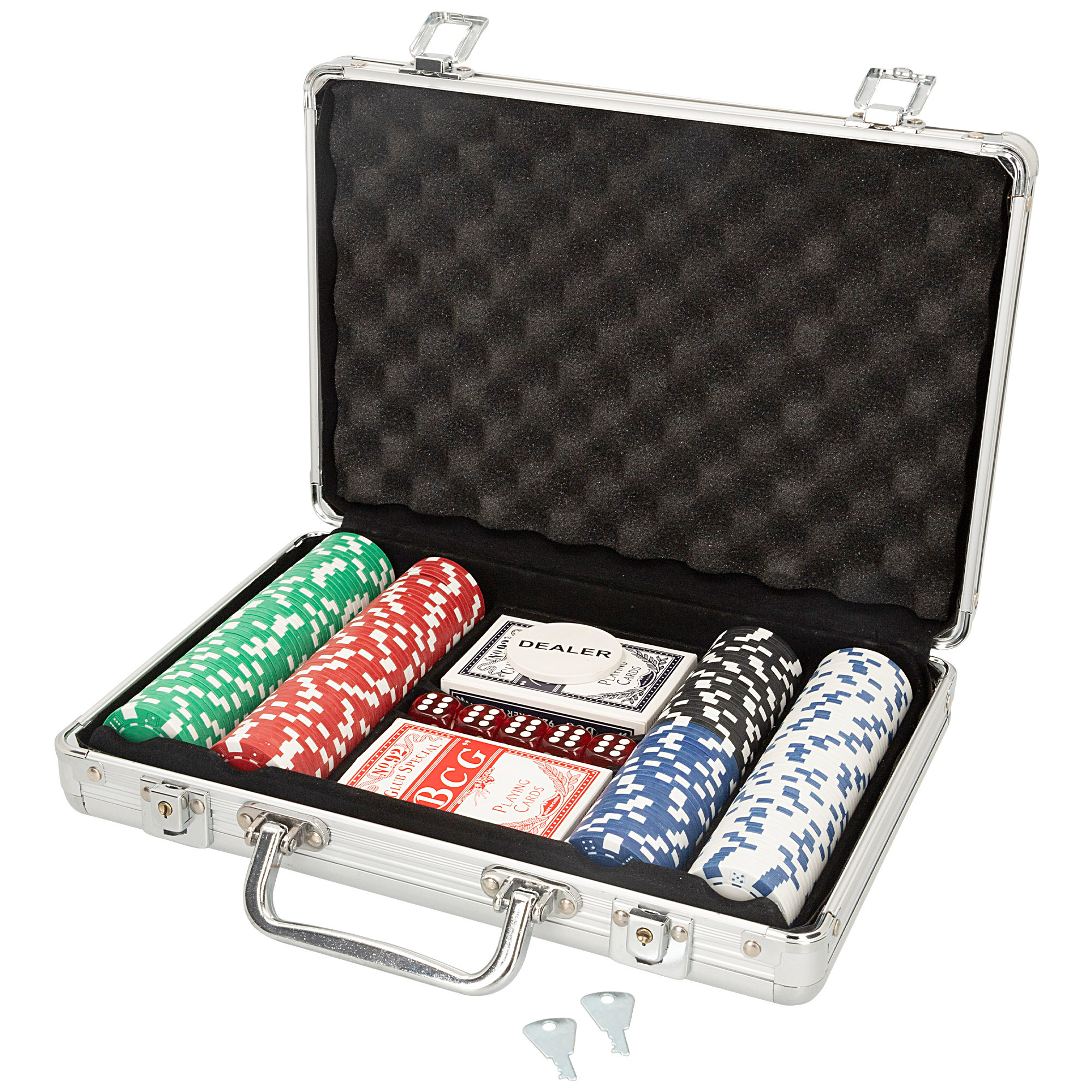 Maletín De Póker Profesional Con 400 Fichas, 2 Barajas, 5 Dados, Tapete Y Botón De Crupier - Estuche Resistente ABS - Ideal Para 10 Jugadores