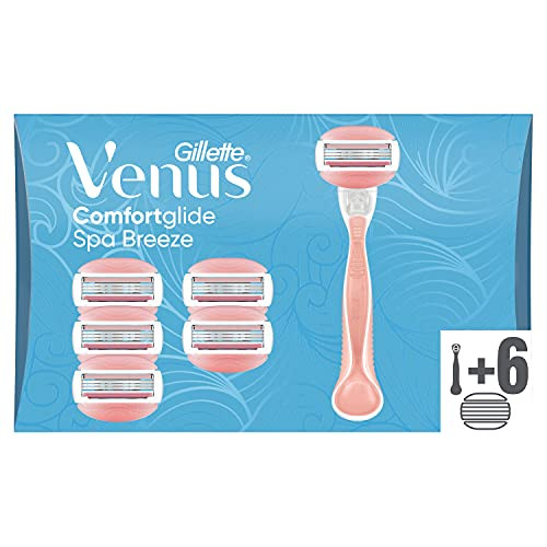 Maquinilla de Afeitar Mujer + 6 Cuchillas de Recambio Gillette Venus ComfortGlide Spa Breeze