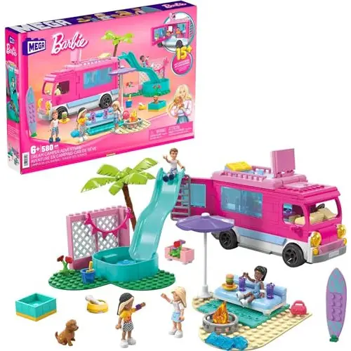 Mega Construx Barbie Aventuras en la Autocaravana con Bloques de construcción