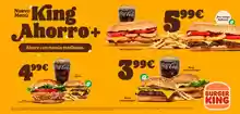 Menús medianos, grandes o gigantes King ahorro en Burger King (oferta válida en pedidos en restaurante)