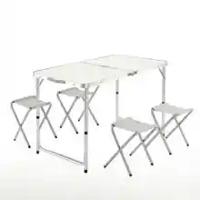 Mesa de Camping Plegable Tipo Maletín + 4 Taburetes