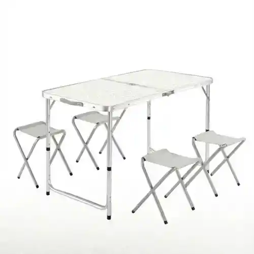 Mesa de Camping Plegable Tipo Maletín + 4 Taburetes