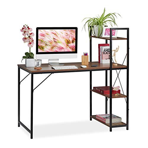 Mesa de escritorio 121 x 120 x 62 cm & Estantería Relaxdays