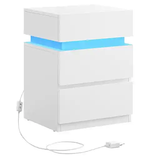 Mesita de noche LED con 3 cajones 35 x 40 x 55 cm
