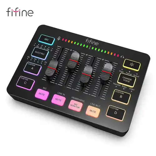 Mezclador de audio gaming FIFINE SC3 RGB 4 canales
