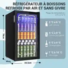 Mini frigorífico 90L con 126 latas de capacidad y No Frost
