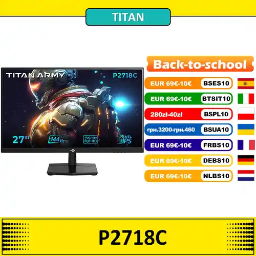 Monitor Gaming Titan Army de 27" IPS 144Hz FullHD