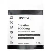 Monohidrato de Creatina en polvo 100% Pura 3000mg Hivital 1Kg (294 raciones para casi 10 meses)