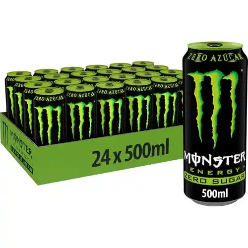 Monster Energy Green Zero Azúcar, Bebida Energética - Pack 24 latas de 500 ml