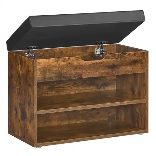Mueble Zapatero con Asiento Tapizado con 3 Compartimentos y Asiento Acolchado, 30 x 60 x 44 cm