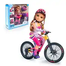 Nancy - Un día de Mountain Bike, muñeca articulada con outfit de ciclista, complementos y accesorios, bicicleta que se mueve