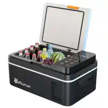 Nevera portátil Foursun 21L con congelador -20°C, 12/24V DC y AC 100-240V