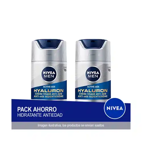 NIVEA MEN Hyaluron Crema Hidratante Antiedad FP15 50ml - Pack ahorro de 2 unidades