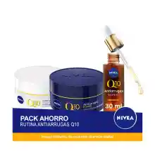 NIVEA Pack Ahorro Q10 Serum Facial Antiarrugas Doble Acción + Crema de Día FP30 + Crema de Noche