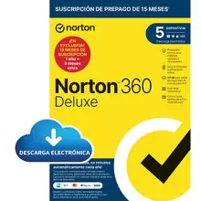 Norton 360 Deluxe 2024 - Antivirus software para 5 Dispositivos y 15 meses de suscripción con renovación automática, Secure VPN y Gestor de contraseñas - PC/Mac/iOS/Android