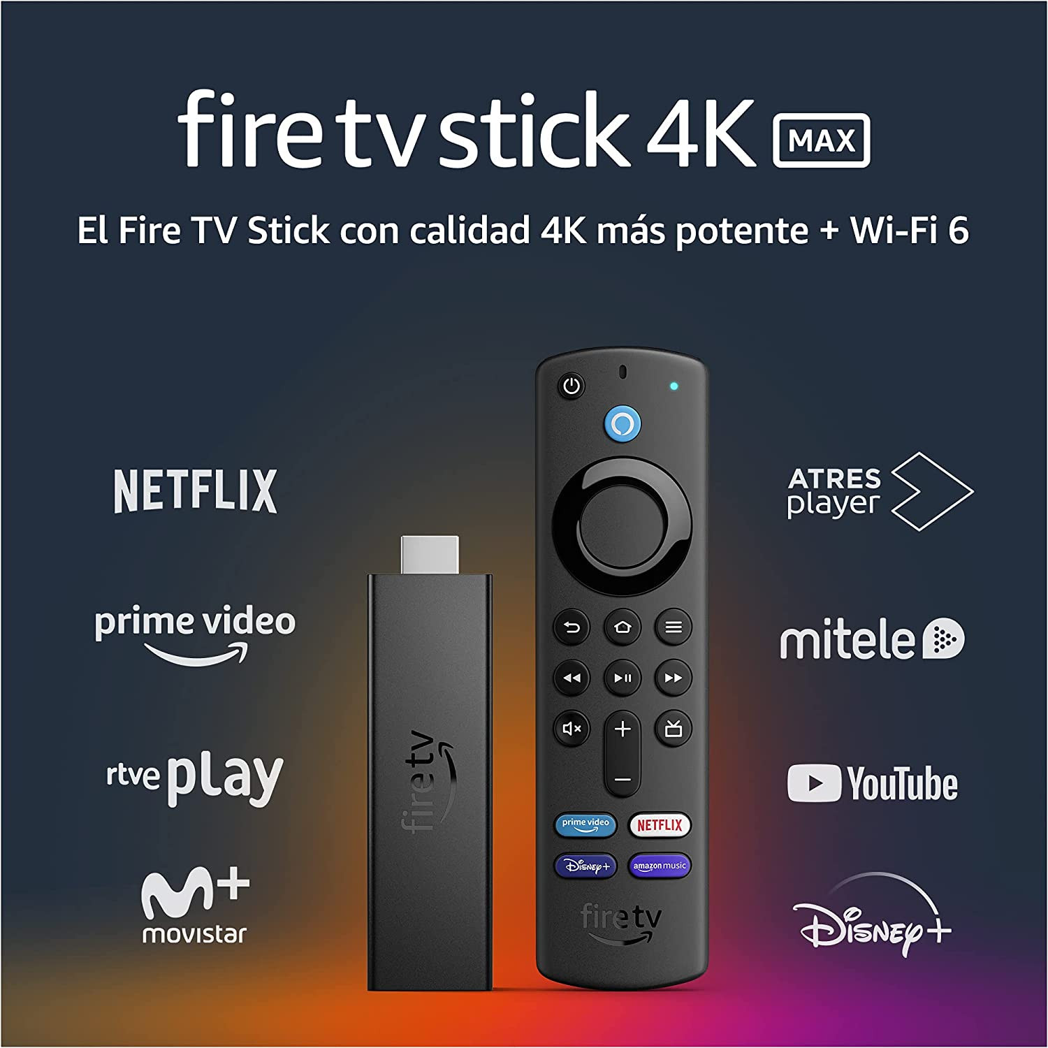 Fire TV Stick 4K Max con Wi-Fi 6 y mando por voz Alexa (incluye controles