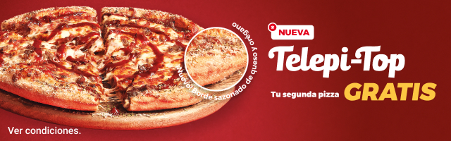 Oferta Telepi-Top en Telepizza: Tu segunda pizza gratis (oferta válida en pedidos a recoger)
