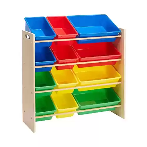 Organizador de juguetes con 12 compartimentos de plástico Amazon Basics