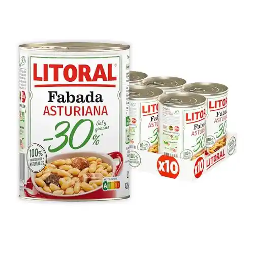 Pack 10x 420g Litoral Fabada Asturiana -30% Sal y Grasa