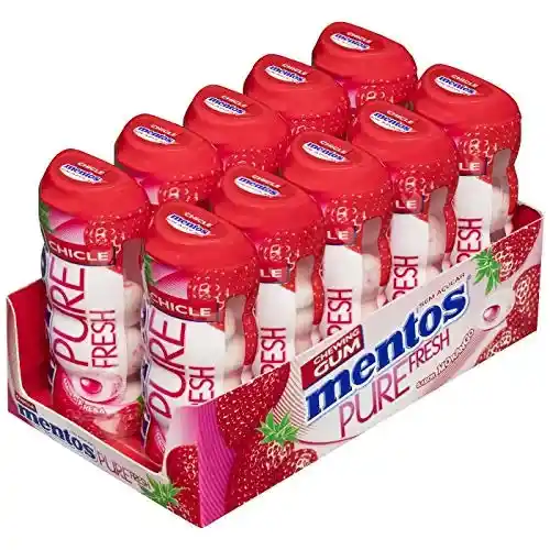 Pack 10x Chicles Mentos Pocket Fresa Sin Azúcar (30 gr.)