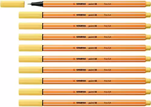Pack 10x Rotuladores puntafina STABILO point 88 - color amarillo