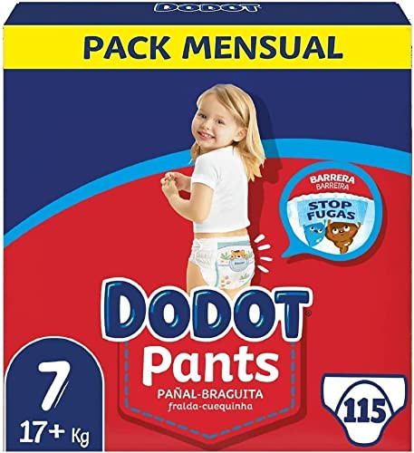Pack 115 pañaes Dodot Pañales Bebé Pants Talla 7 (+17 kg) - Compra  recurrente