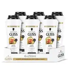 Pack 12 Champús Schwarzkopf Gliss Total Repair Reparador 250 ml - 1,63€/unidad