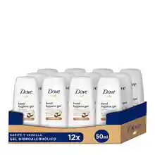 Pack 12x Dove Gel Hidroalcohólico Manteca de Karité y Vainilla, Higiene y 8h de Hidratación de Origen Natural para Todo Tipo de Pieles